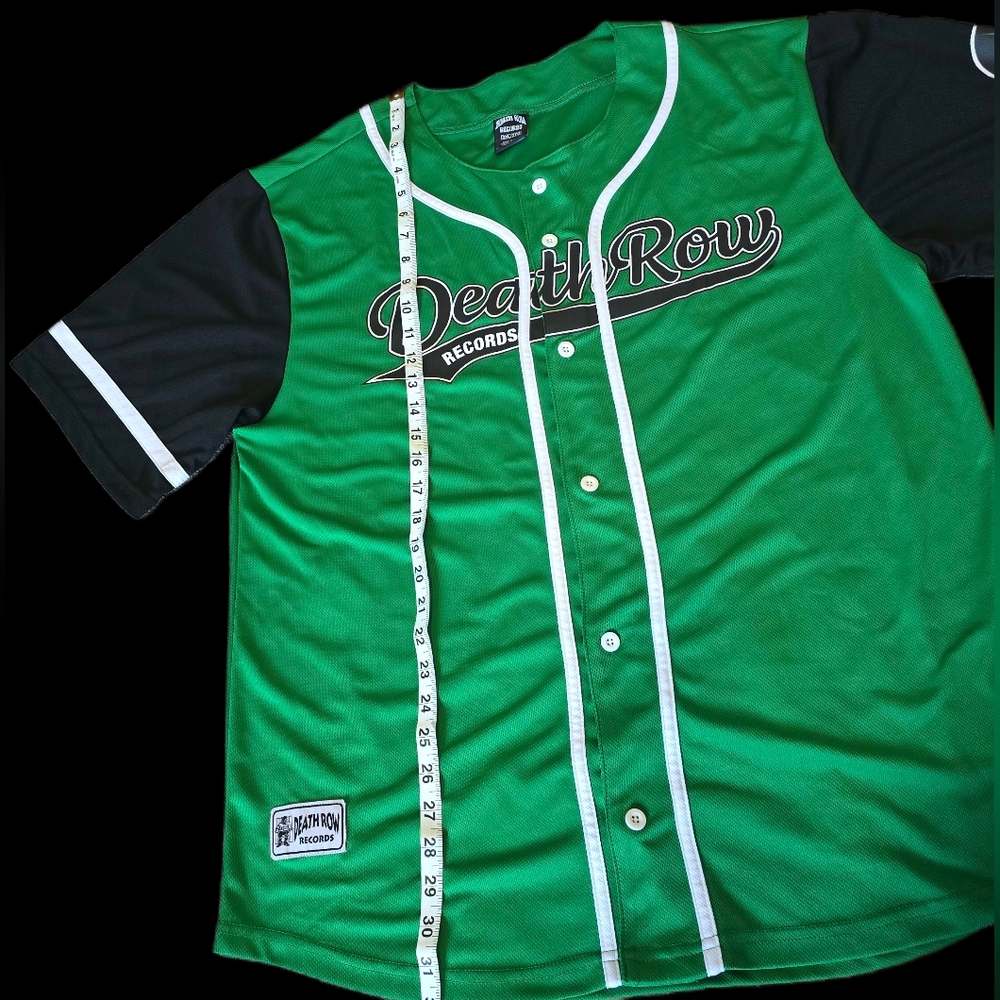 Death Row Records Green Black Baseball Jersey #91 Men's L Hip Hop Rap 2XL - Picture 10 of 15